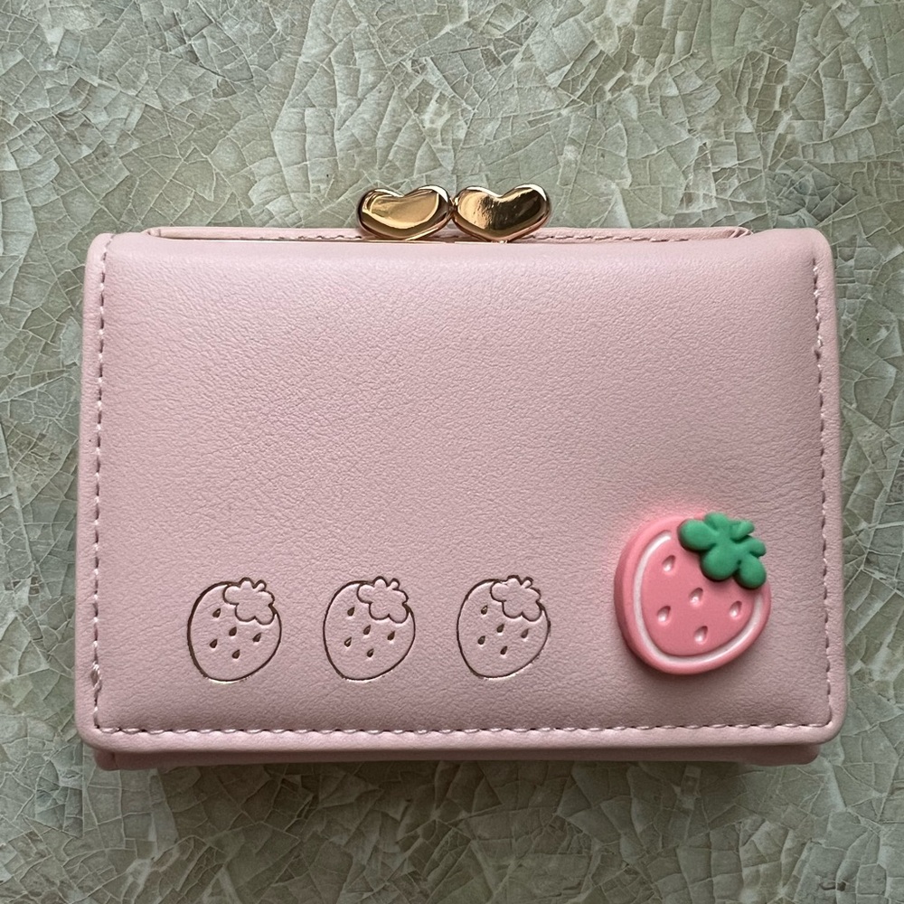 Pink Strawberry trifold Wallet
